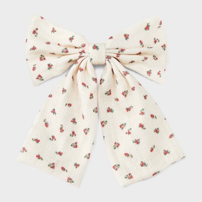 Floral Print Bow Hair Barrette - Wild Fable™ Cream/Floral