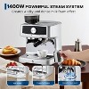 20 Bar Pressure Stainless Steel Espresso Machine with Grinder, 1.5l Removable Water Tank, Milk Frother Steam Wand, Adjustable Shot Volume - 2 of 4