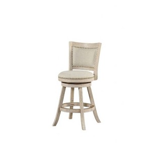 24" Melrose Swivel Counter Height Barstool Wire Brush Ivory - Boraam: Linen Upholstery, Nailhead Trim - 1 of 4