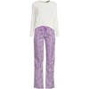 Lands' End Women's Pajama Set Knit Long Sleeve T-Shirt and Flannel Pants - 3 of 3