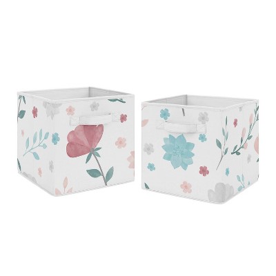 Set of 2 Pop Floral Fabric Storage Bins Pink/Blue - Sweet Jojo Designs