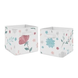 Watercolor Floral Fabric Storage Bins Pink/gray - Sweet Jojo Designs ...