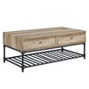 47" Oak and Sandy Coffee Table with Bottom Shelf and Industrial Design for Living Room - 2 of 4