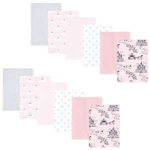 Hudson Baby Infant Girl Flannel Burp Cloth 12pk, Fairytale Princess, One Size - 1 of 4
