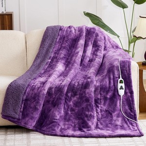 Inhand Heated Blanket Electric Throw - 50"x60" Tie-dyed Flannel Heating Blanket Throw Auto-Off 10 Heat Level Over-Heat Protection - 1 of 4