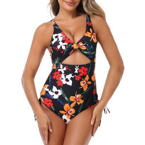 Clearlove Women CutOut One Piece Swimsuit Tummy Control High Waisted Monokini Bathing Suit - 1 of 4