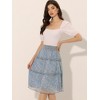 Allegra K Women's Floral Print Smocked Elastic Waist Midi Flowy Tiered Ruffle Skirt - 3 of 4