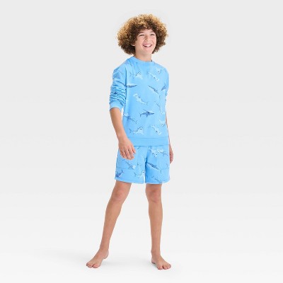 Boys' 'Sharks' Crewneck Sweatshirt Pajama Set - Cat & Jack™ Blue S