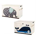 3 Sprouts Collapsible Toy Chest Storage Organizer Bin for Boys and Girls Playroom Nursery Bundle with Polka Dot Elephant and Whale Designs (2 Pack)
