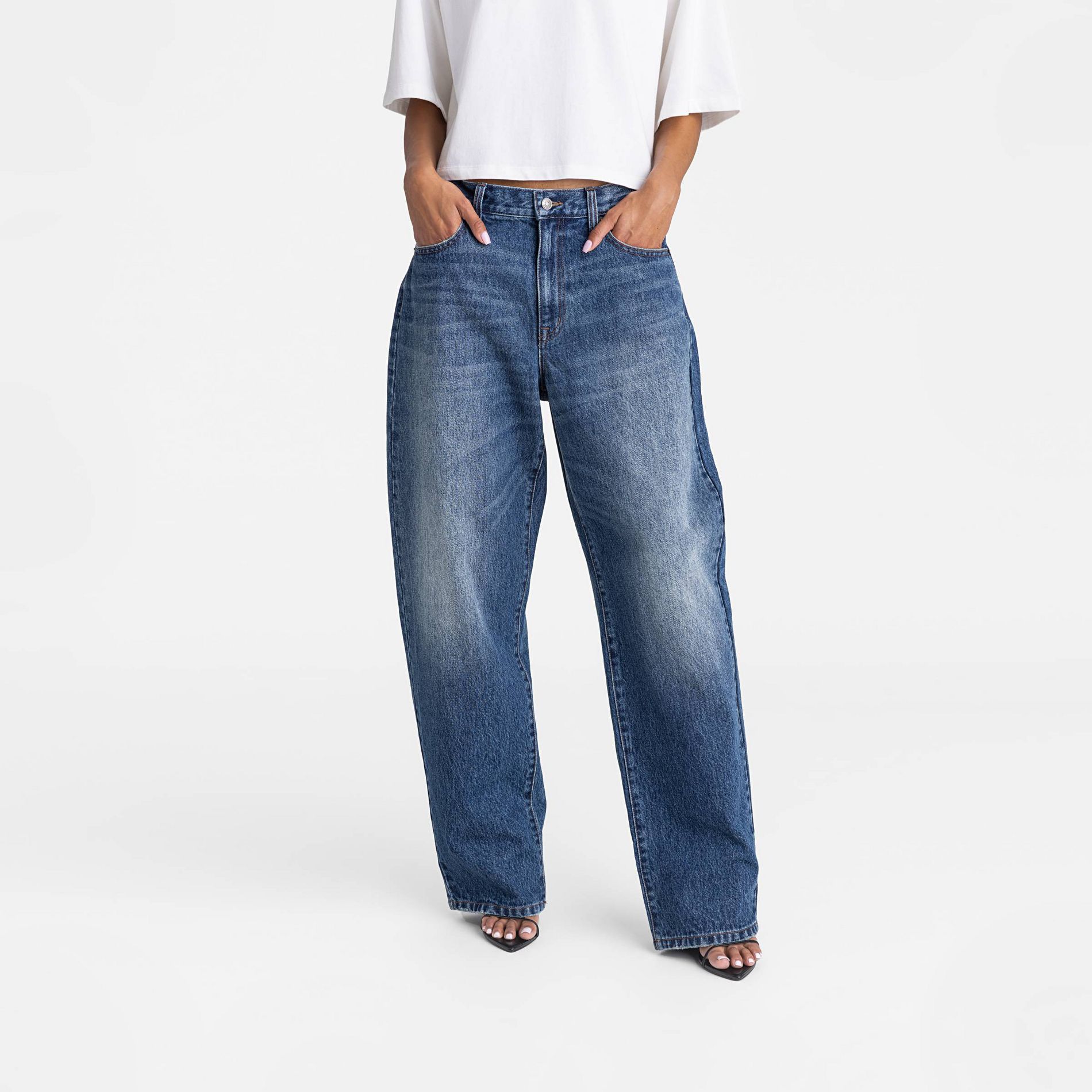 KBB by KAHLANA Women's Mid-Rise Wide Leg 'The Kahlana Jean' - Dark Wash