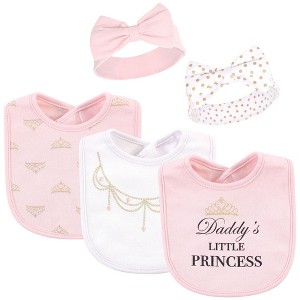 Little Treasure Baby Girl Cotton Bib and Headband Set 5pk, Daddys Princess, One Size - 1 of 1