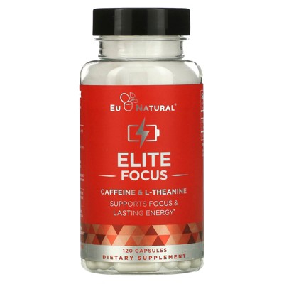 Eu Natural ELITE FOCUS, Caffeine & L-Theanine, 120 Capsules