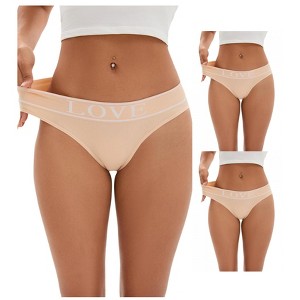 INSPIRE CHIC 3 Packs Women's Mid-Waisted Underwear No Trace Briefs High Elasticity Soft Strech Ladies Panties - 1 of 4