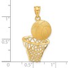 Black Bow Jewelry 14k Yellow Gold Satin & Diamond Cut Basketball and Net Pendant - 4 of 4