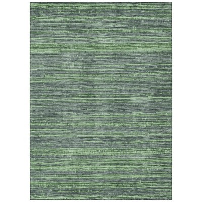 HomeRoots 9' X 12' Green And Pale Aqua Striped Washable Indoor Outdoor Area Rug