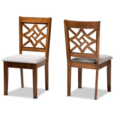 2pc Nicolette Fabric And Wood Dining Chairs Set Gray brown