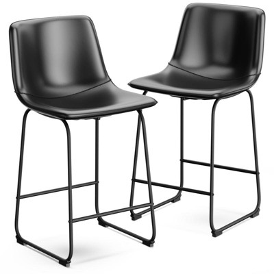 Gikpal Barstools, Counter Height Bar Stools with Back, Modern PU Leather Armless Chairs with Footrest and Metal Legs, for Kitchen Living Room Pub