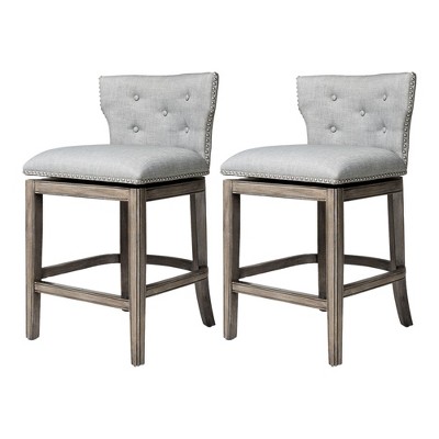 Maven Lane Hugo Low Back Kitchen Stool with Fabric Upholstered Seat, Set of 2