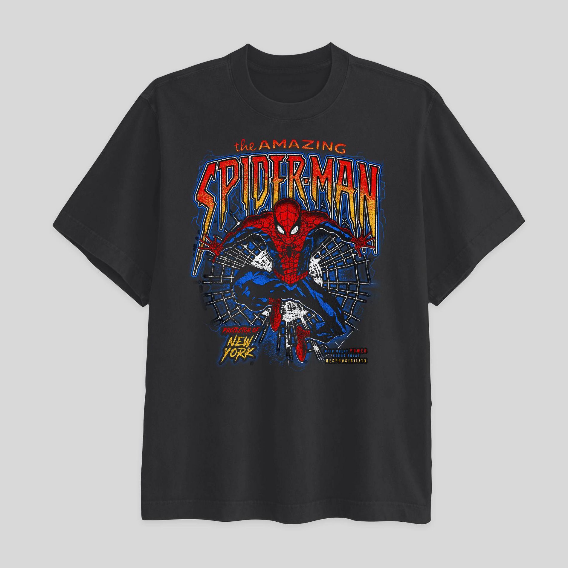 Men's Spiderman 'Protector of New York' Graphic T-shirt - Black
