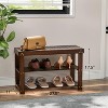 Bamboo Shoe Rack Bench with 3 Tiers - Supports 300lbs, Natural Wood Storage Organizer for Entryway, Living Room & Balcony - 2 of 4