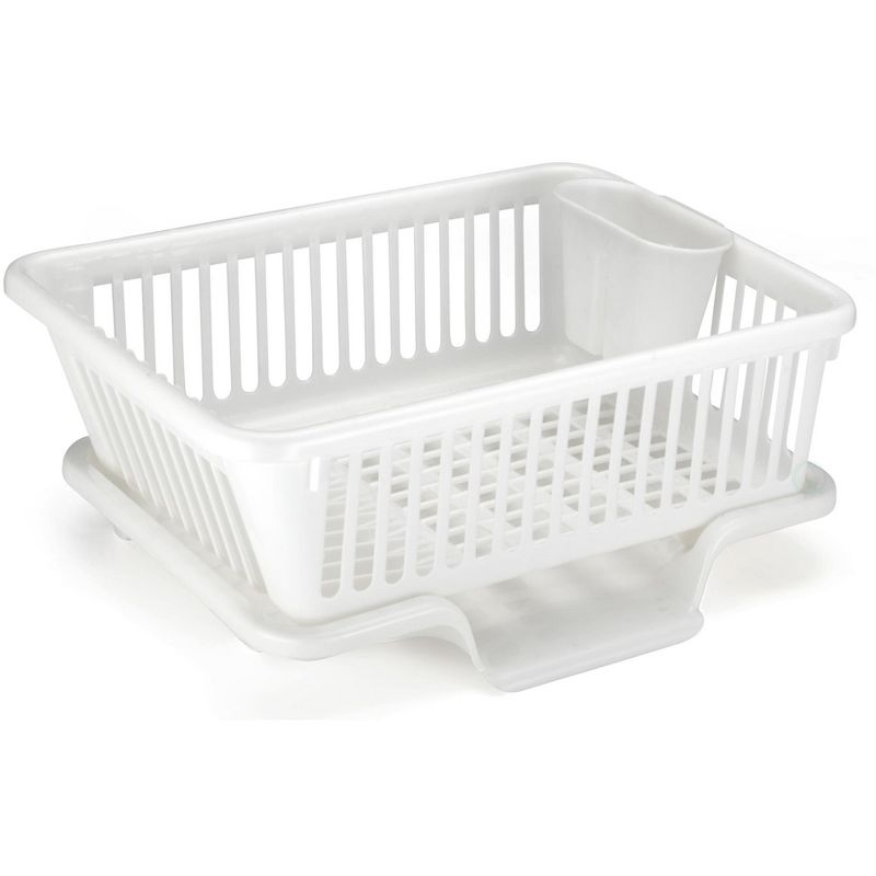 Basicwise Plastic Dish Rack with Drain Board and Utensil Cup, 3 of 9