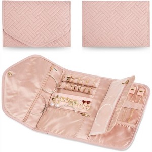 Anti-Tangle Foldable Small Jewelry Roll Travel Case Accessory for Necklaces, Earrings, Rings, Bracelets, Watches - 1 of 4