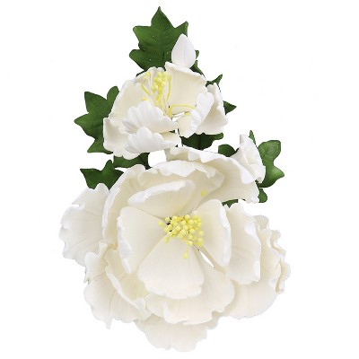 O'Creme Gumpaste Flower Spray, White Peony