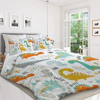 Boersma 3Pcs Dinosaur Queen Size soft Duvet Cover set for Comforter bedding Cover for Home Bedroom Gifts