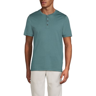 Lands' End Men's Short Sleeve Cotton Supima Jersey Henley