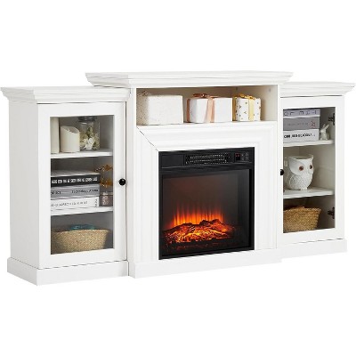 TackView  Electric Fireplace TV Stand with Built-in  Fireplace Insert, Remote Control, Storage Space for Living Room,white