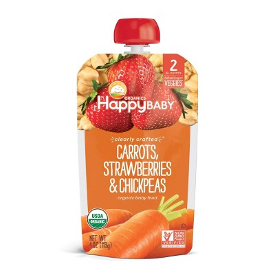 HappyBaby Clearly Crafted Carrots Strawberries & Chickpeas Baby Food - 4oz