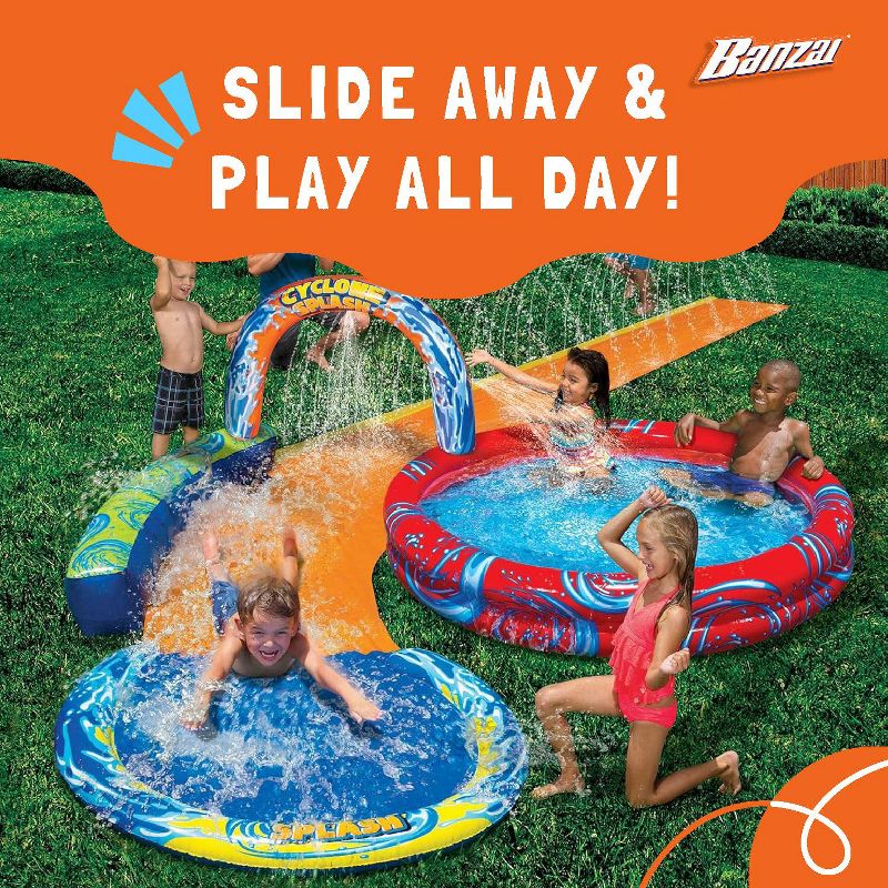Banzai Cyclone Splash Water Park Outdoor Backyard Inflatable Toy with Sprinkling Slide and Kiddie Pool,, 5 of 7