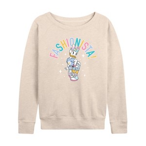 Women's - Disney - Fashionista Lightweight French Terry Wide Neck Long Sleeve Shirt - 1 of 4