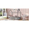 Gulches Gray Twin Size Wood House Bed with Fence and Door - 3 of 4