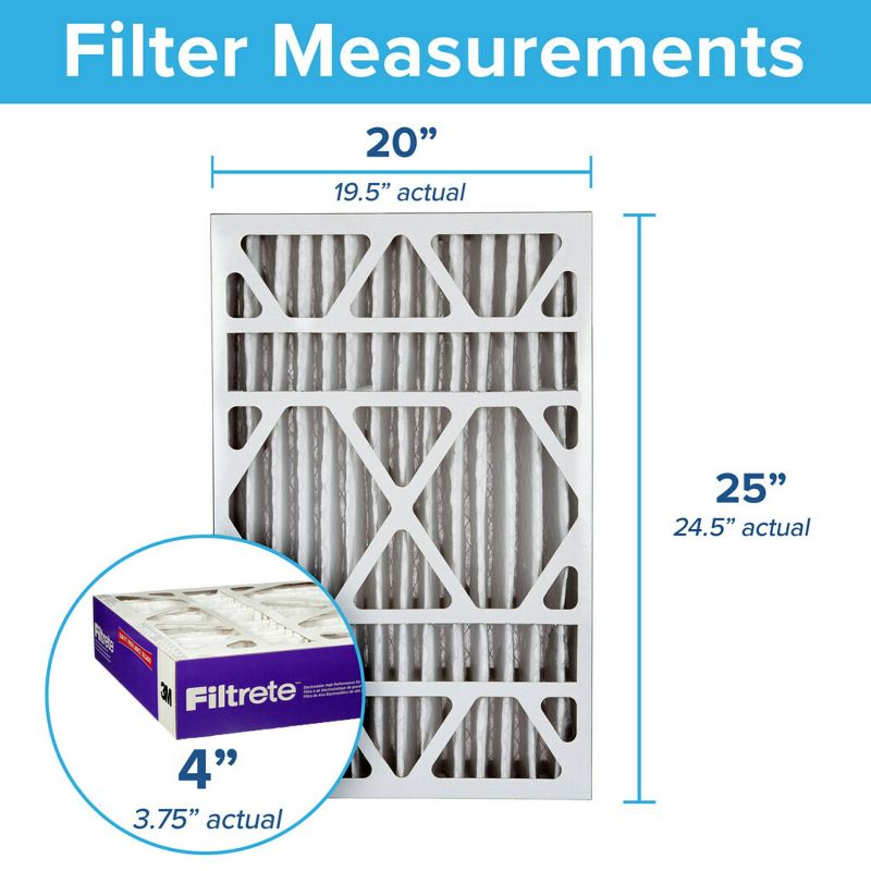 Filtrete 20&#34; x 25&#34; x 4&#34; Slim Fit Allergen Bacteria and Virus Deep Pleat Air Filter 1550 MPR, 3 of 17
