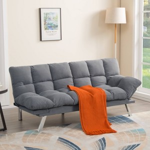 Sapphtopaz Futon Couch Sofa - Convertible Sofa Bed with Comfortable Upholstery, Space-Saving Furniture for Living Room, Bedroom & Small Spaces - 1 of 4