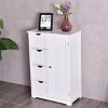 Tangkula 4 Drawer  2 Shelves Storage Cabinet Free Standing Wooden Cupboard White - 3 of 4