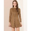 Allegra K Women's Long Sleeve Casual Faux Suede Belted Elegant Button Down Mini Dress - 4 of 4
