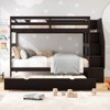 Infans Twin over Twin Wooden Bunk Bed w/ Trundle Storage Stairs Convertible Espresso - 4 of 4