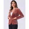INSPIRE CHIC Women's Office Solid Shawl Collar Jetted Pockets One Button Velvet Blazer - 3 of 4