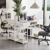 Sevobal Desks Computer Desk, Home Office Desk With Storage Space Fabric Side Bag Headphone Hook Metal Frame, White, 47.24"*15.75"*30.59" - 2 of 4
