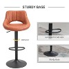 Brown Modern Bar Stools (Set of 2) Swivel Bar Height Stool Adjustable Height Round Metal Base and Footrest - 4 of 4