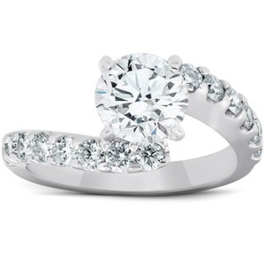 Pompeii3 2 1/3 Ct Diamond & Moissanite Engagement Ring Twisted Accent Band 14k White Gold - 1 of 4