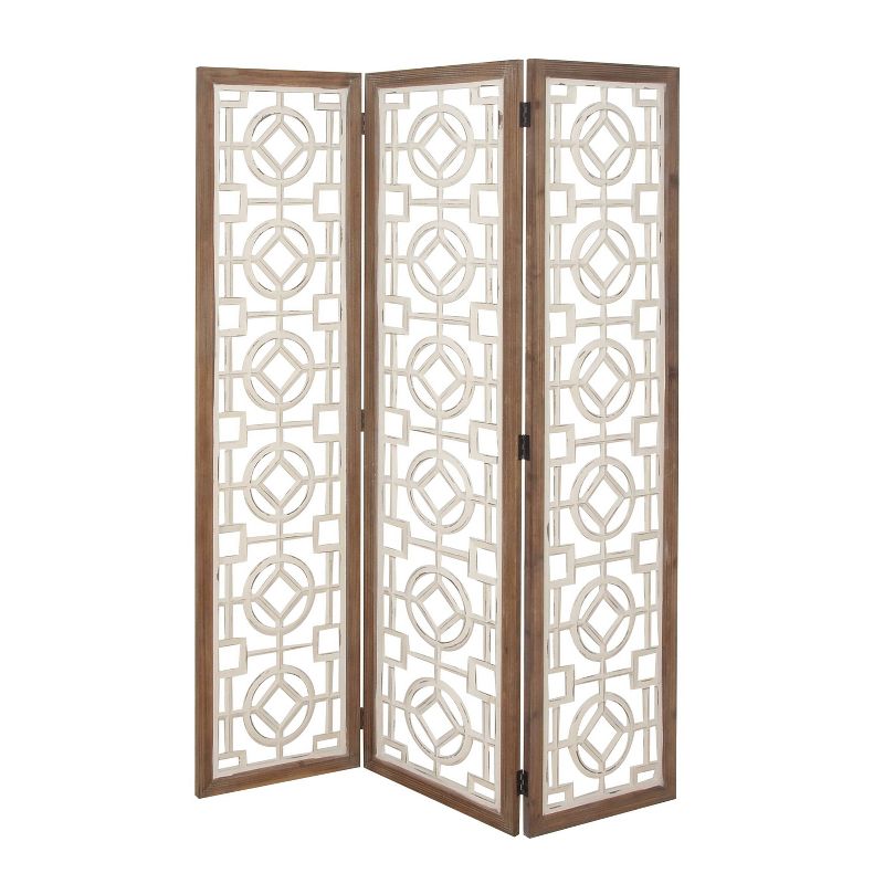 Farmhouse Wood Patterned Room Divider Screen White - Olivia &#38; May, 5 of 22