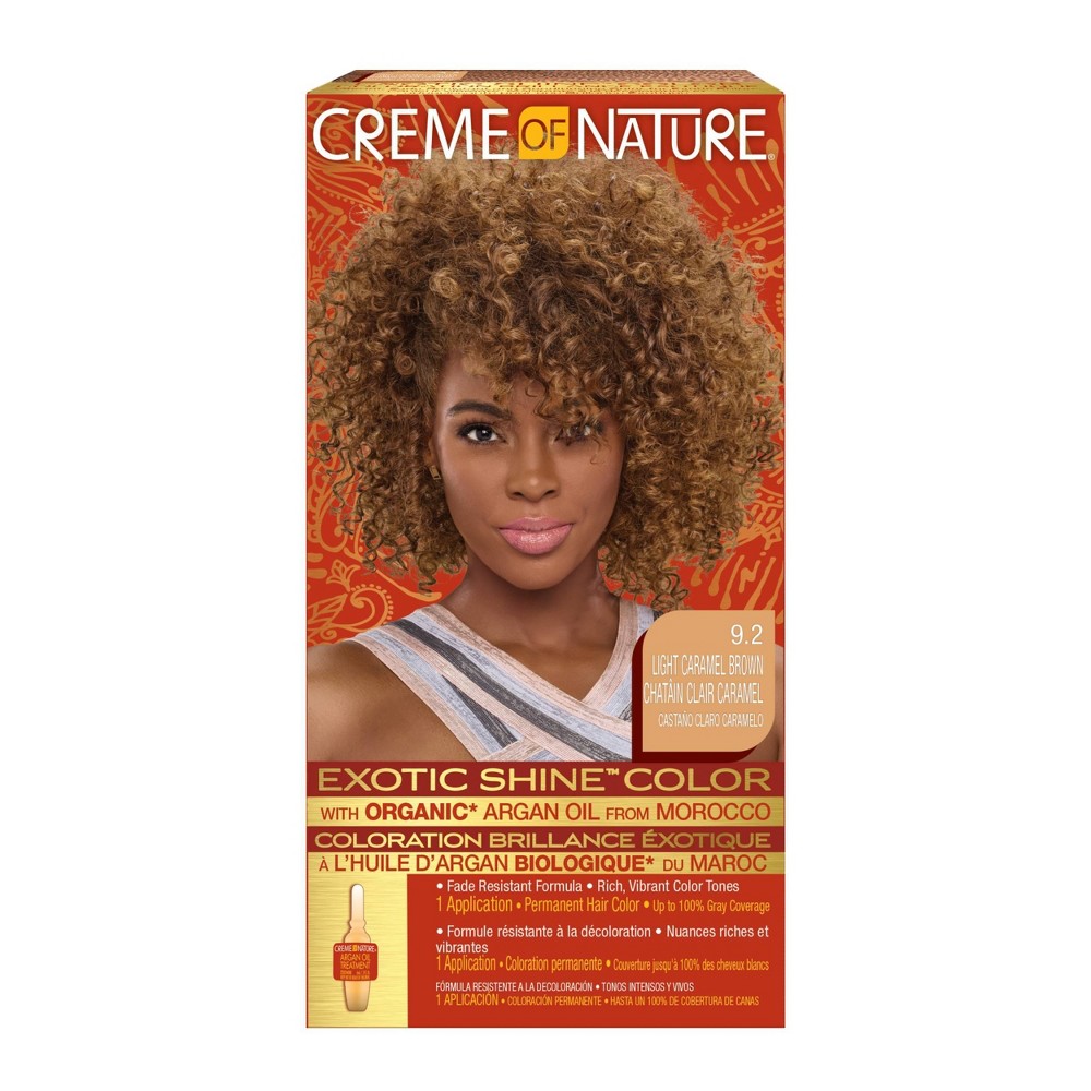 Revlon Creme of Nature Exotic Shine Color with Argan Oil Women's Permanent Hair Color - Light Caramel Brown 9.2