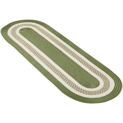 Multicolor Oval Braided Synthetic Reversible Runner Rug 2x7