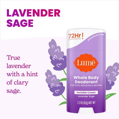 Lume Whole Body Women&#8217;s Deodorant - Invisible Cream Stick - Aluminum Free - Lavender Sage Scent - 2.2oz_7