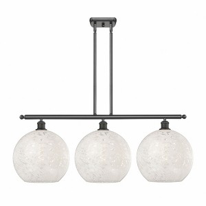 White Mouchette - 3 Light Stem Hung Island In Modern Style-14 Inches Tall and 38.5 Inches Wide - 1 of 1