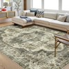 2 x 6 ft Polyester Blue Rectangular Hallway Bathroom Entryway Kitchen Office Foldable Flower Printed  Washable Area Rug - 2 of 4