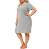 Agnes Orinda Women's Plus Size Solid Comfort Lace V Neck Short Sleeves Midi Knit Nightgowns - 2 of 4